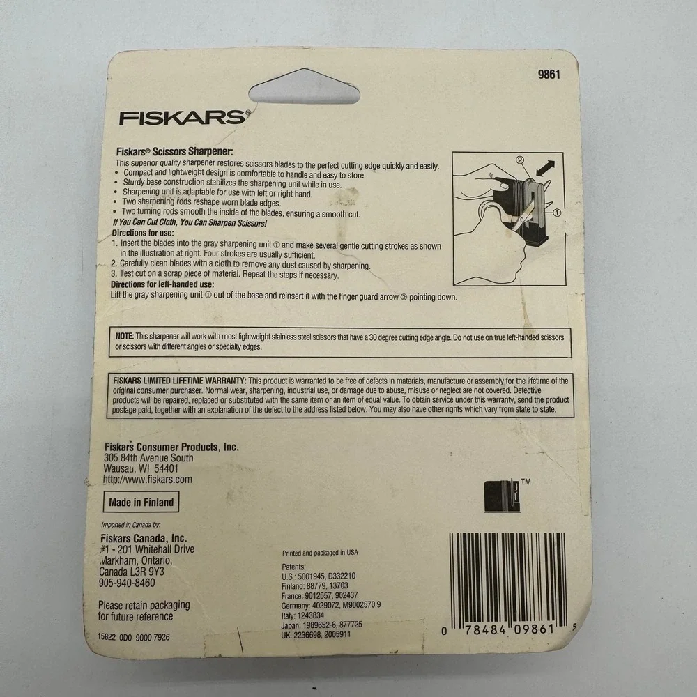 Fiskars Scissors Sharpener 9861 Handheld Blade Restorer Tool Made in Finland